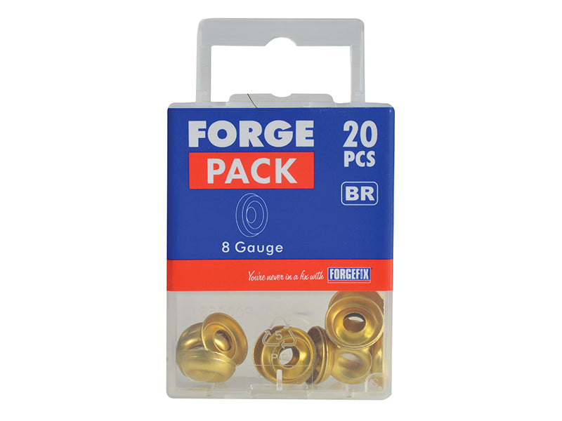 ForgeFix Screw Cup Washers Brass No.8 Forge Pack 20 FORFPSCW8B