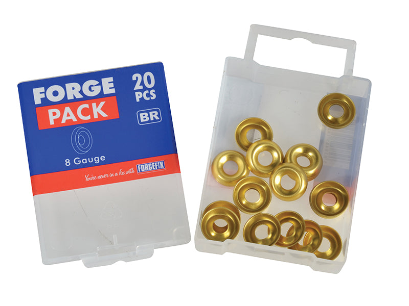 ForgeFix Screw Cup Washers Brass No.8 Forge Pack 20 FORFPSCW8B