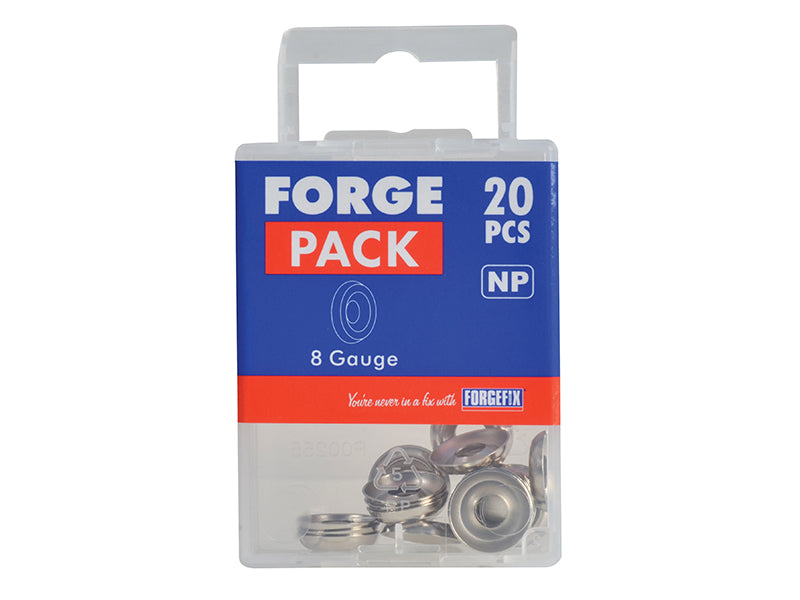 ForgeFix Screw Cup Washers Nickle Plated No.8 Forge Pack 20 FORFPSCW8N