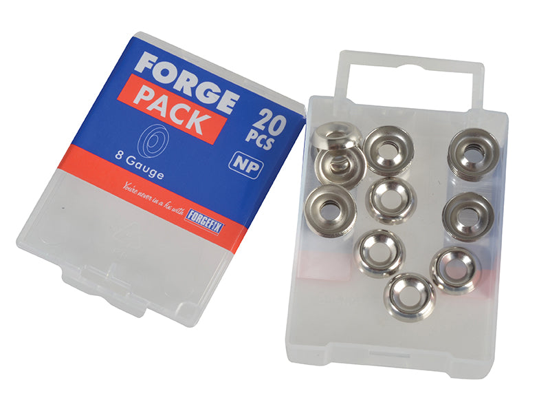 ForgeFix Screw Cup Washers Nickle Plated No.8 Forge Pack 20 FORFPSCW8N
