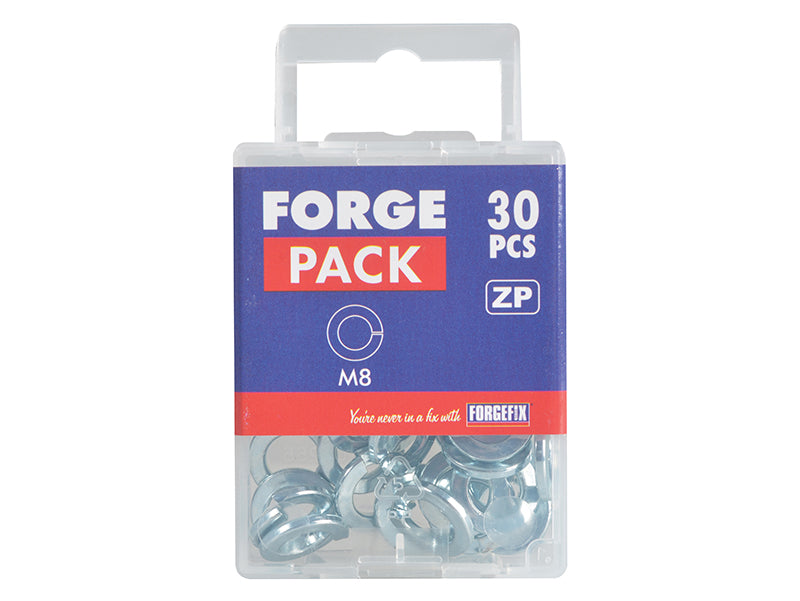 ForgeFix Spring Washers DIN127 ZP M8 ForgePack 30 FORFPSW8