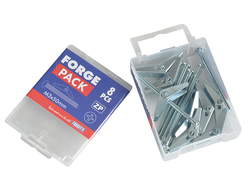 ForgeFix Plasterboard Spring Toggle ZP M3 X 50mm ForgePack 8 FORFPTOG350