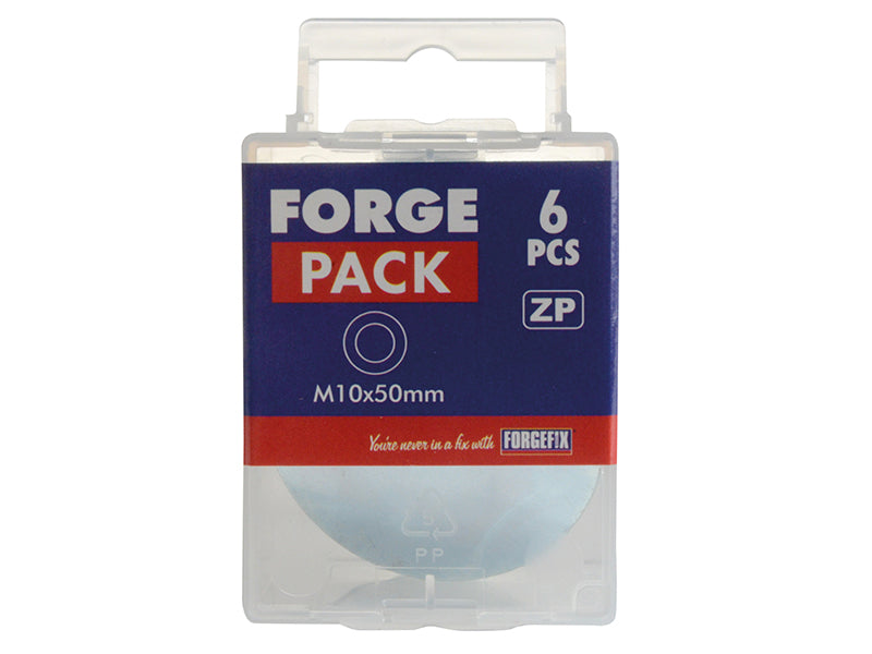 ForgeFix Flat Mudguard Washers ZP M10 x 50mm ForgePack 6 FORFPWAS1050