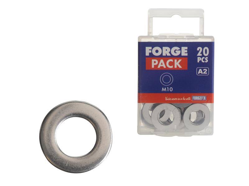 ForgeFix Flat Washers DIN125 A2 Stainless Steel M10 ForgePack 20 FORFPWAS10S
