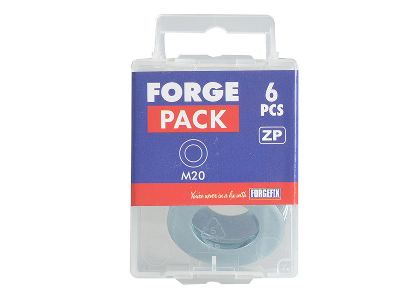 ForgeFix Flat Washers DIN125 ZP M20 ForgePack 6 FORFPWAS20
