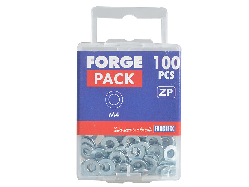 ForgeFix Flat Washers DIN125 ZP M4 ForgePack 100 FORFPWAS4