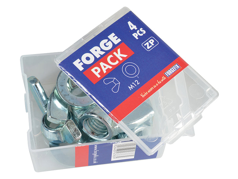 ForgeFix Wing Nut & Washers ZP M12 Forge Pack 4 FORFPWING12
