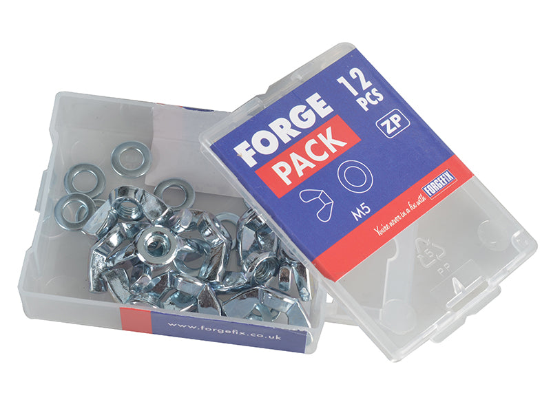 ForgeFix Wing Nut & Washers ZP M5 Forge Pack 12 FORFPWING5