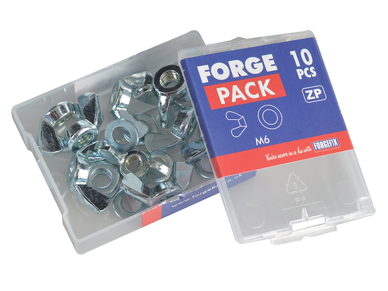 ForgeFix Wing Nut & Washers ZP M6 Forge Pack 10 FORFPWING6
