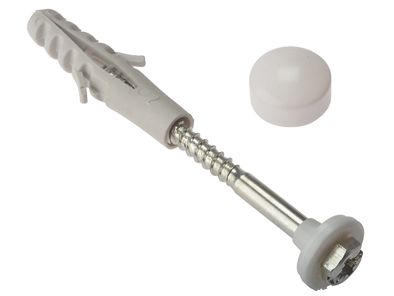 ForgeFix W.C. Fixing Kit White Cap M6 x 80mm (1 Pair) FORWCFK680