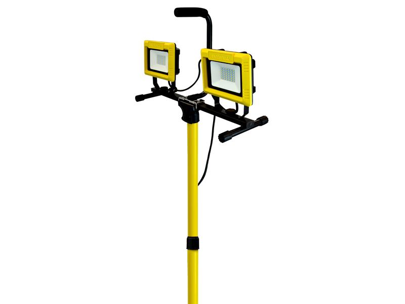 Faithfull Power Plus SMD LED Twin Tripod Site Light 60W 2 x 2700 Lumens 240V FPPSLLED60V