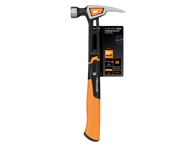 Fiskars IsoCore Finishing Nail Hammer 450g 16oz Soft Grip FSK1020213