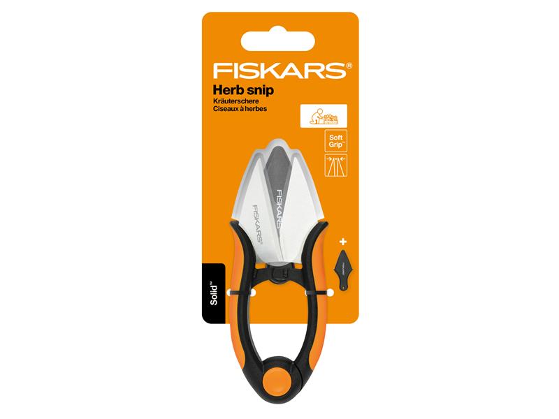 Fiskars Solid Herb Snips Stainless Steel Blades Easy Action Spring FSK1063326