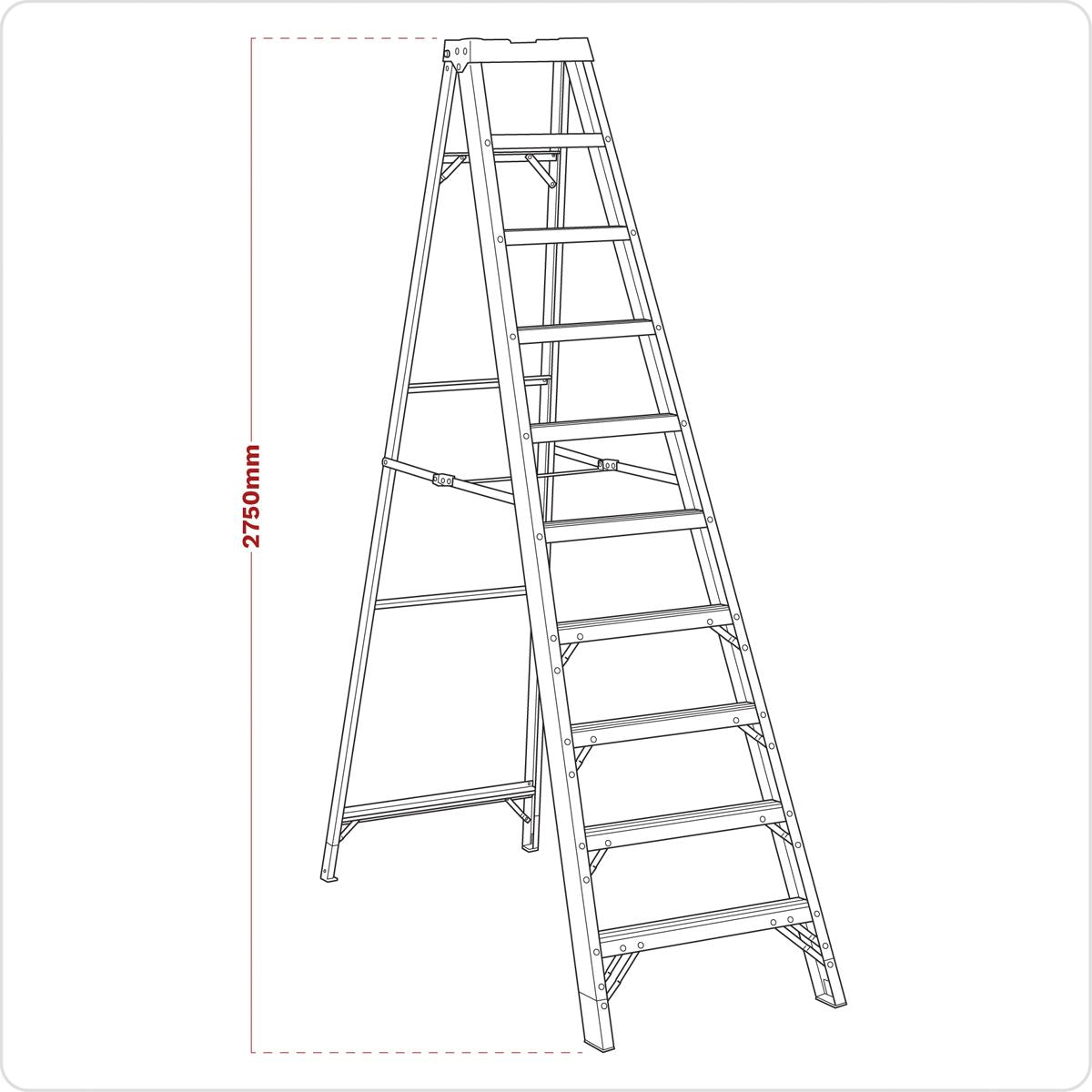Sealey Fibreglass Step Ladder 9-Tread EN 131 FSL10