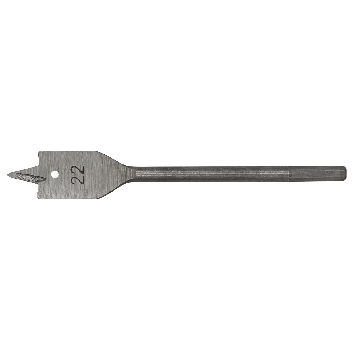 Sealey Flat Wood Bit 22mm x 152mm With Hex Shank & Plastic Wallet FWB22