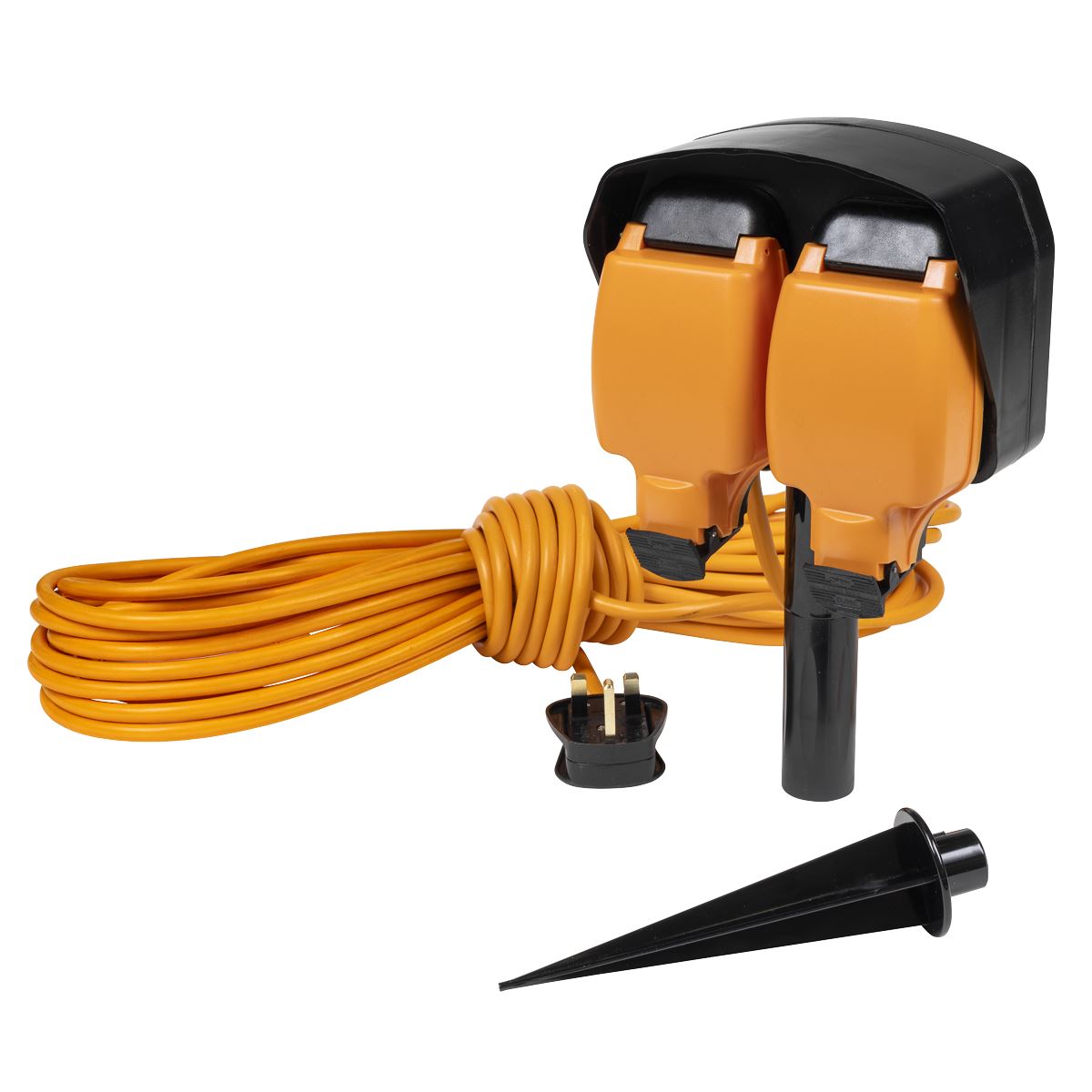 Sealey 15m Weatherproof Extension Lead & Ground Spike 2 x 230V GCR15S