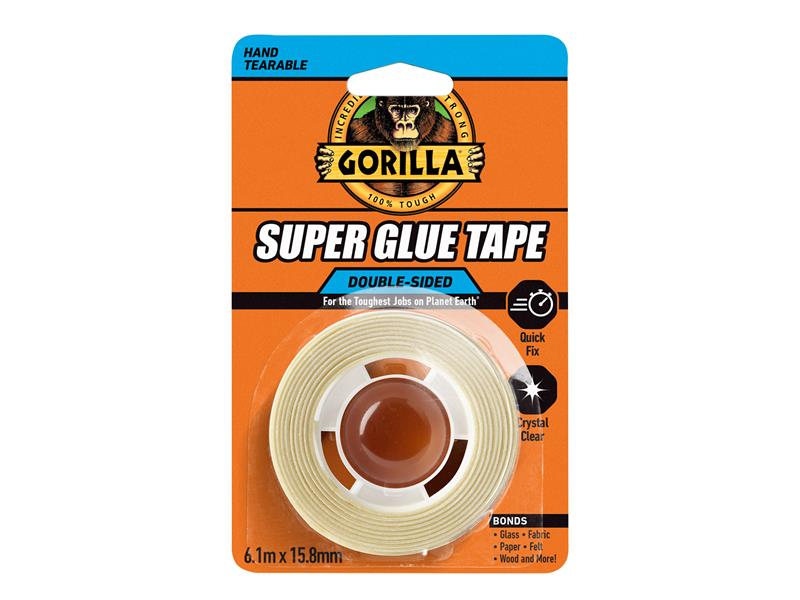 Gorilla Super Glue Tape 15.8mm x 6.1m Permanent Multi Purpose Repairs GRGGSGT61