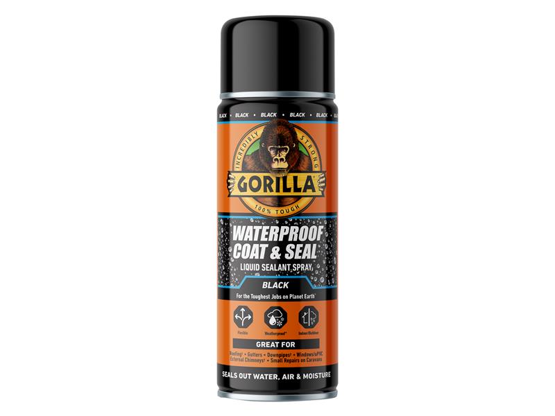 Gorilla Glue Waterproof Flexible Coat & Seal Spray Black 450ml GRGPSSBK450