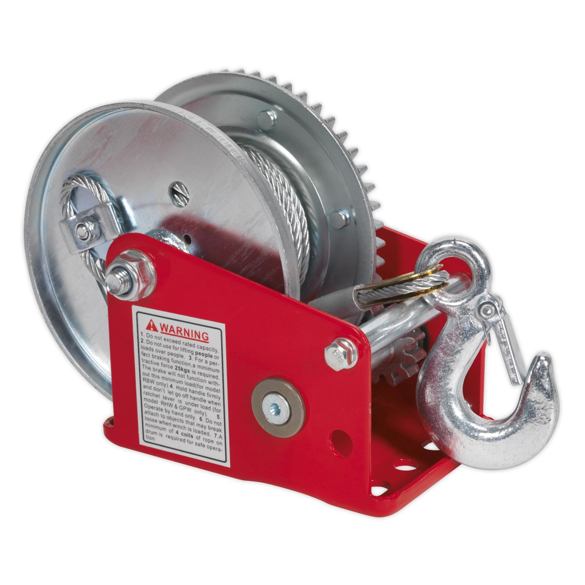 Sealey Geared Hand Winch with Brake & Cable 540kg Capacity GWC1200B