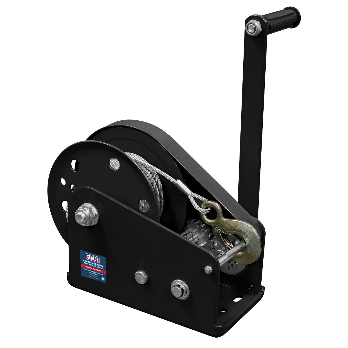 Sealey Geared Hand Winch with Brake & Cable 1130kg Capacity GWC2500B