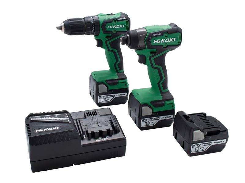HiKOKI Twin Pack Combi Drill And Impact Driver 18V 3 x 5.0Ah Li-ion KC18DDXJBZ