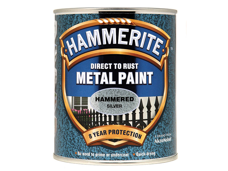 Hammerite Direct to Rust Hammered Finish Metal Paint Silver 750ml HMMHFS750