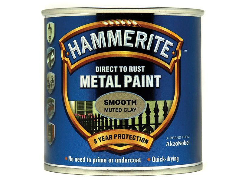 Hammerite Direct to Rust Smooth Finish Metal Paint Muted Clay 250ml HMMSFMC250