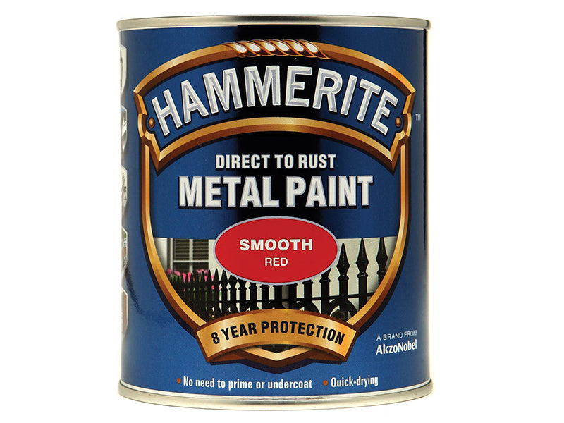 Hammerite Direct to Rust Smooth Finish Metal Paint Red 750ml HMMSFR750