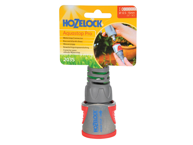 Hozelock 2035 Pro Metal AquaStop Hose Connector 12.5-15mm (1/2-5/8in) HOZ2035