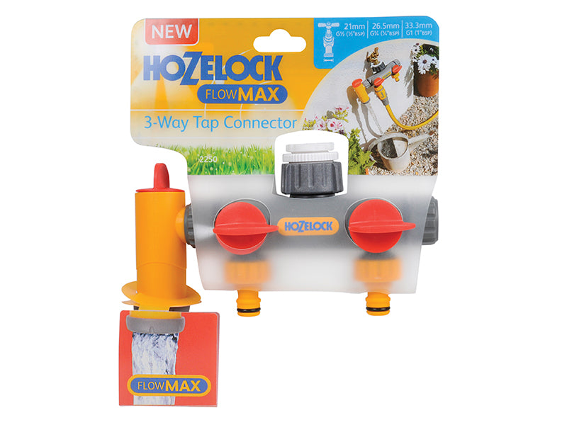 Hozelock 2250 Flowmax 3-Way Tap Connector 1/2 - 1in BSP HOZ2250