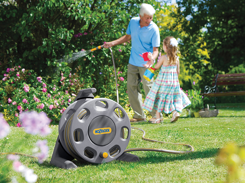 Hozelock 2412 30m Freestanding Compact Hose Reel + 25m of 12.5mm Hose HOZ2412