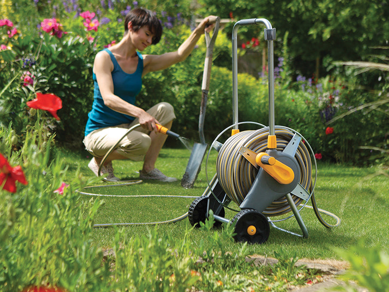 Hozelock 2436 60m Metal Pro Hose Cart & 30m of 12.5mm Hose HOZ2436