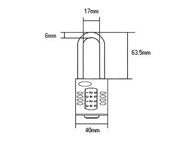 Squire Combination Padlock 4-Wheel 40mm Extra Long Shackle 63mm Boxed CP40/2.5