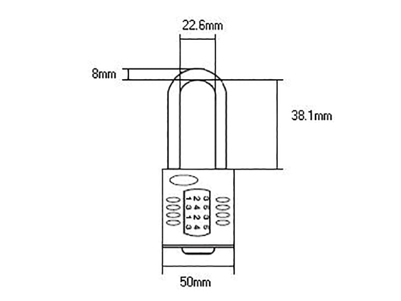 Squire CP50/1.5 Combination Padlock 4-Wheel 50mm Long Shackle 38mm HSQCP5015