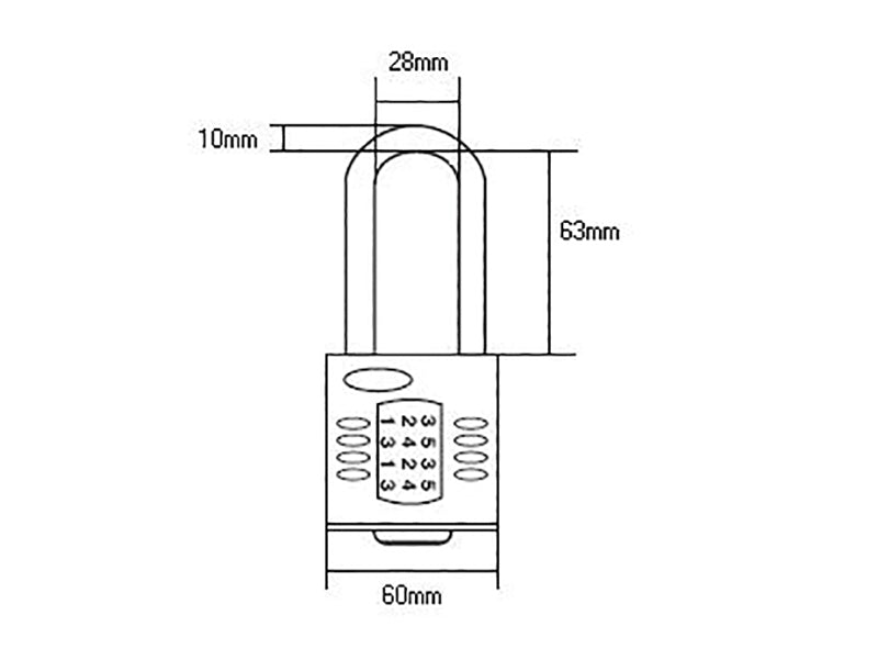 Squire CP60/2.5 Combination Padlock 5-Wheel 60mm Extra Long Shackle 63mm HSQCP6025