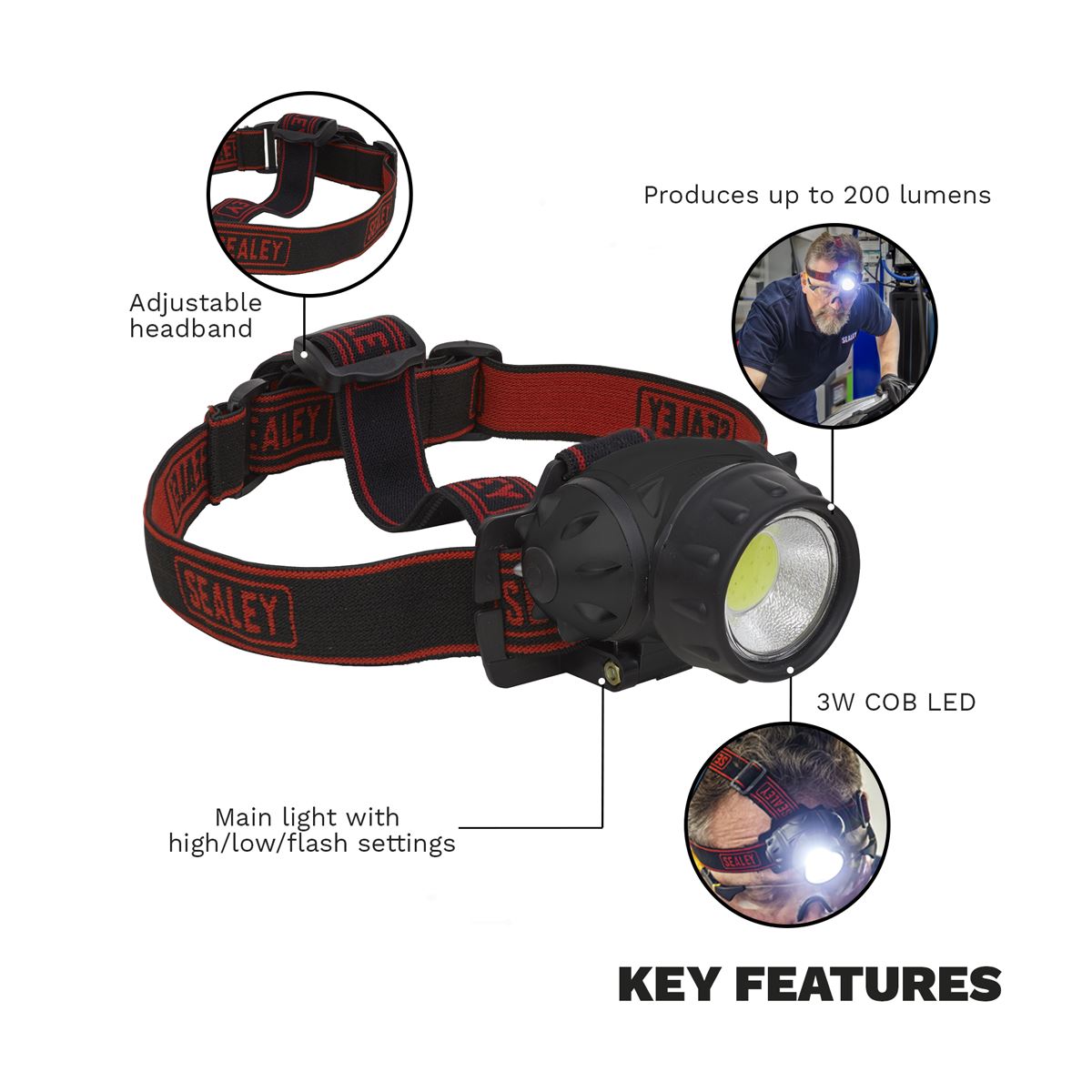 Sealey Head Torch 3W COB LED HT101