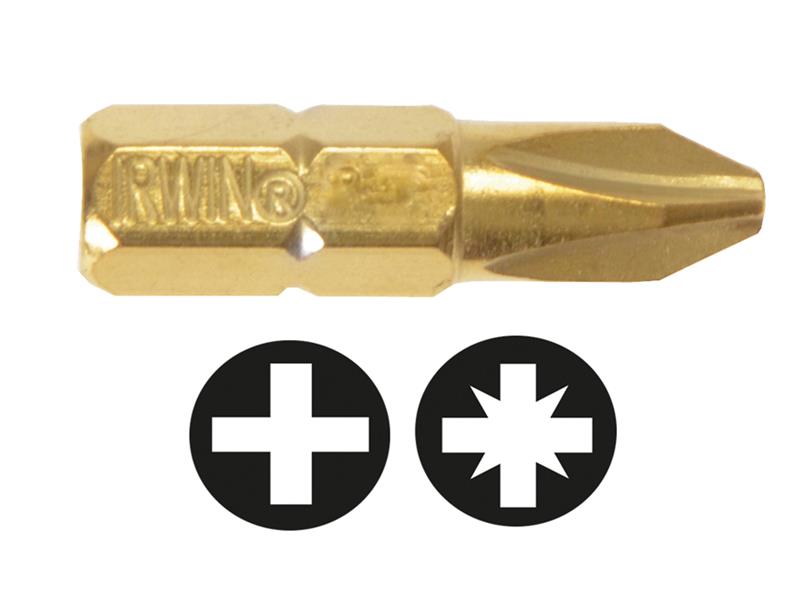 IRWIN® Screwdriver Bits Phillips PH2 25mm Titanium (Pack 2) IRW10504392