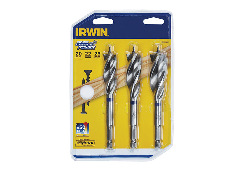 IRWIN® Blue Groove Wood Power Bit Set, 3 Piece 14 16 & 18mm IRW10507720