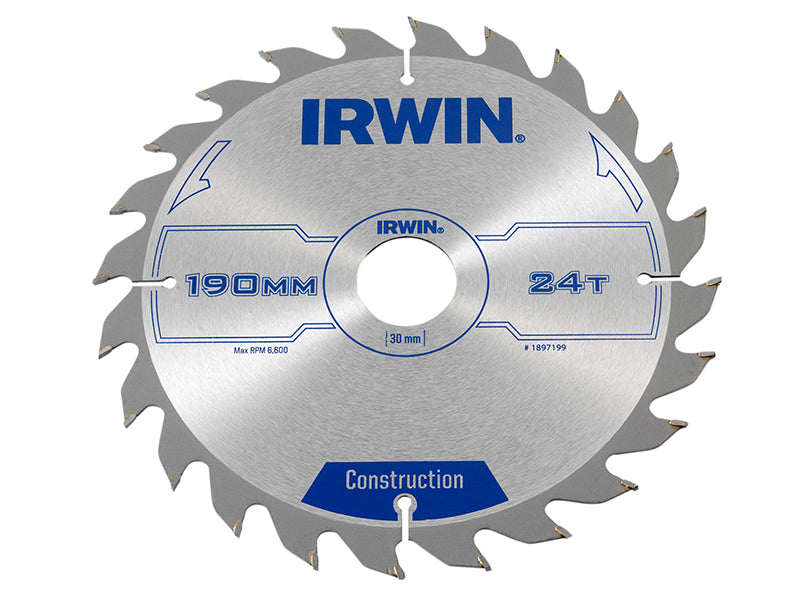 IRWIN® Construction Circular Saw Blade 190 x 30mm x 24T ATB IRW1897199