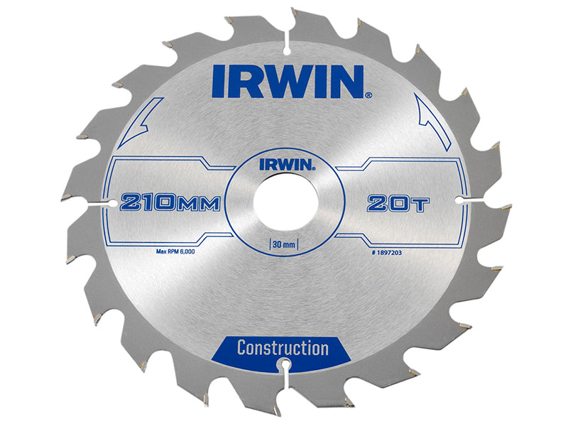 IRWIN® Construction Circular Saw Blade 210 x 30mm x 20T ATB IRW1897203