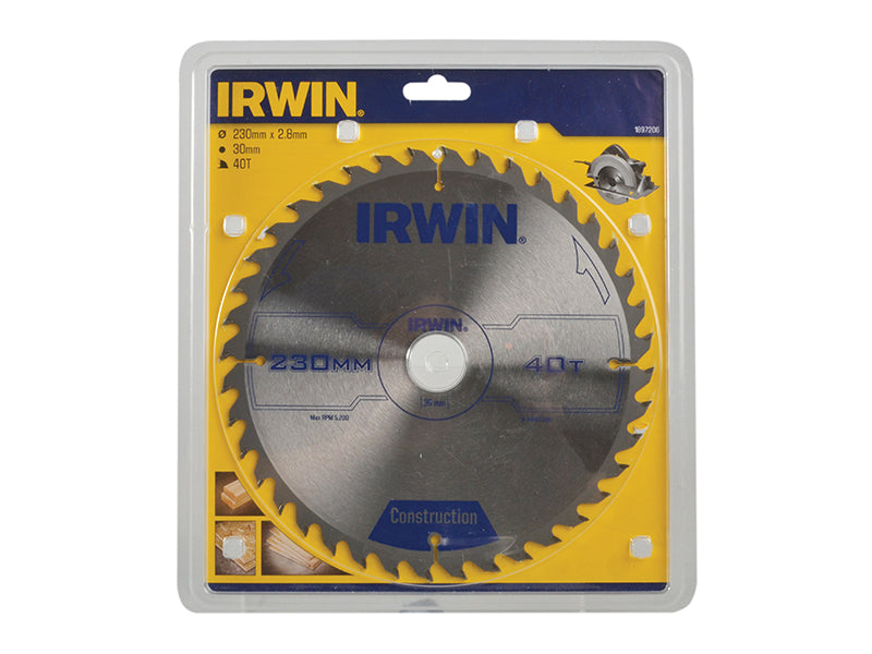IRWIN® Construction Circular Saw Blade 230 x 30mm x 40T ATB IRW1897206