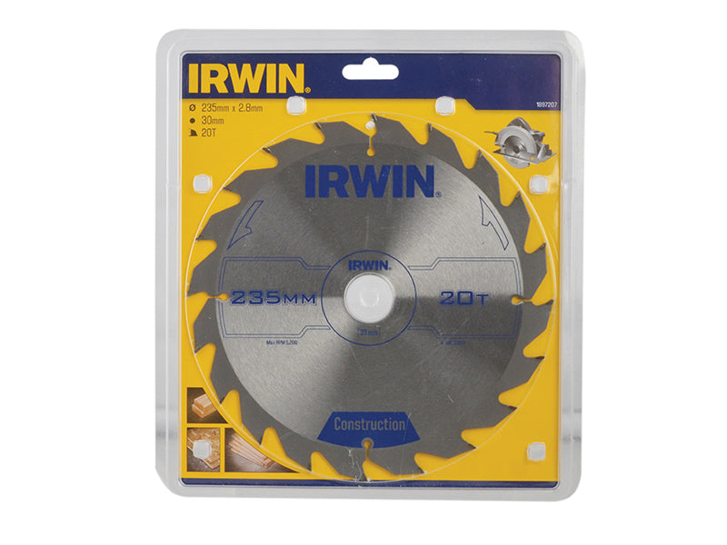 IRWIN® Construction Circular Saw Blade 235 x 30mm x 20T ATB IRW1897207