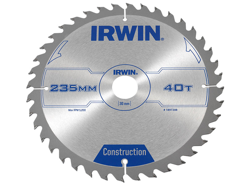 IRWIN® Construction Circular Saw Blade 235 x 30mm x 40T ATB IRW1897208