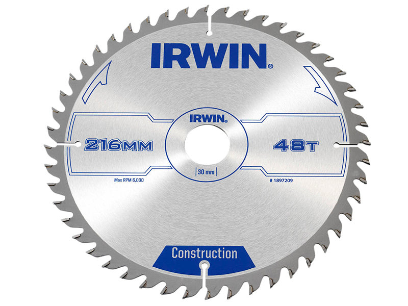 IRWIN® General Purpose Table & Mitre Saw Blade 216 x 30mm x 48T ATB IRW1897209
