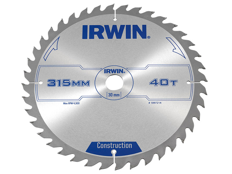 IRWIN General Purpose Table & Mitre Saw Blade 315 x 30mm x 40T ATB IRW1897214