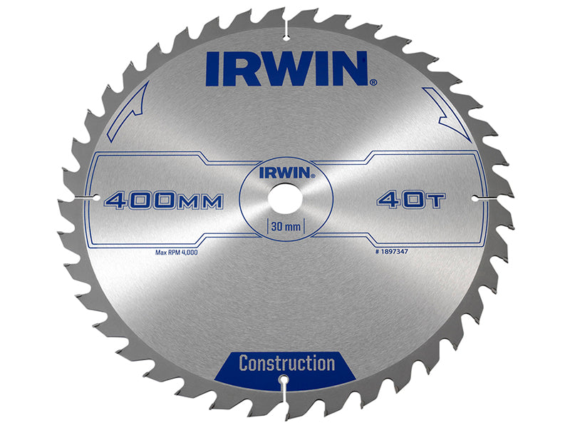 IRWIN General Purpose Table & Mitre Saw Blade 400 x 30mm x 40T ATB IRW1897347