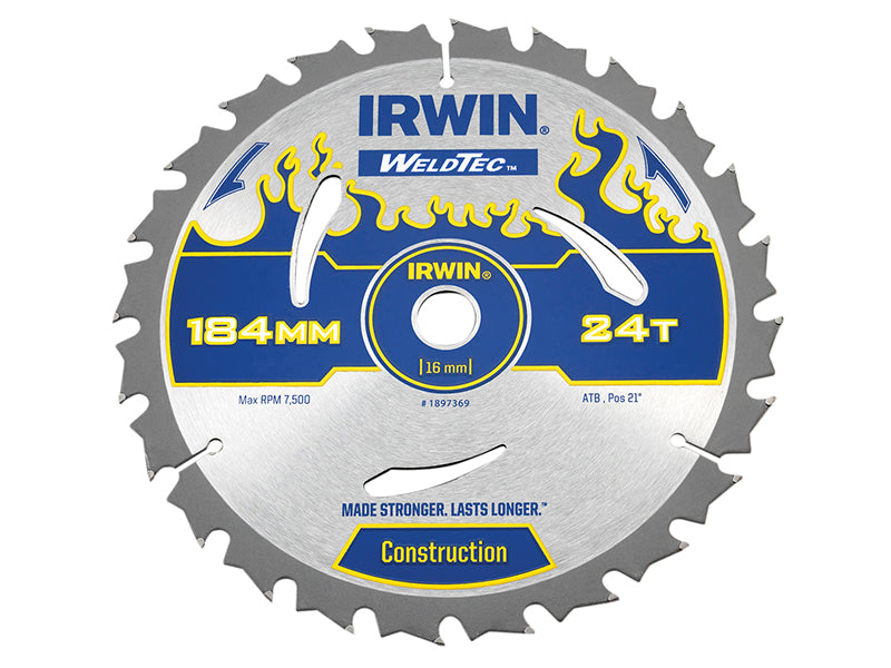 IRWIN® Weldtec Circular Saw Blade 184 x 16mm x 24T ATB IRW1897369