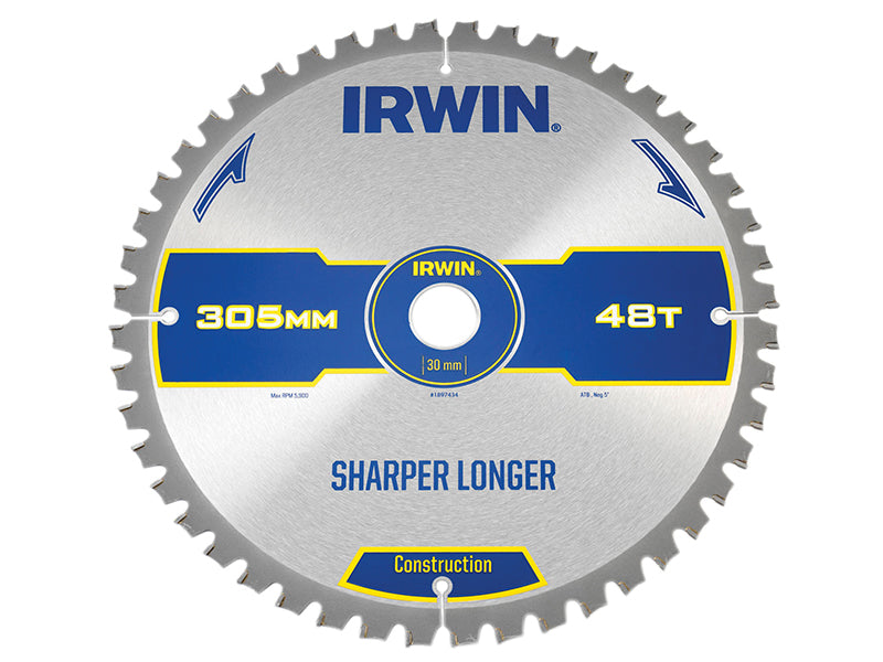 IRWIN Construction Mitre Circular Saw Blade 305 x 30mm x 48T ATB/Neg IRW1897434