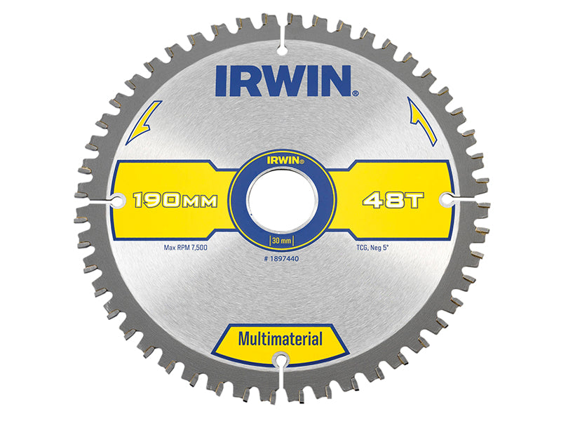 IRWIN Multi Material Circular Saw Blade 190 x 30mm x 48T TCG IRW1897440