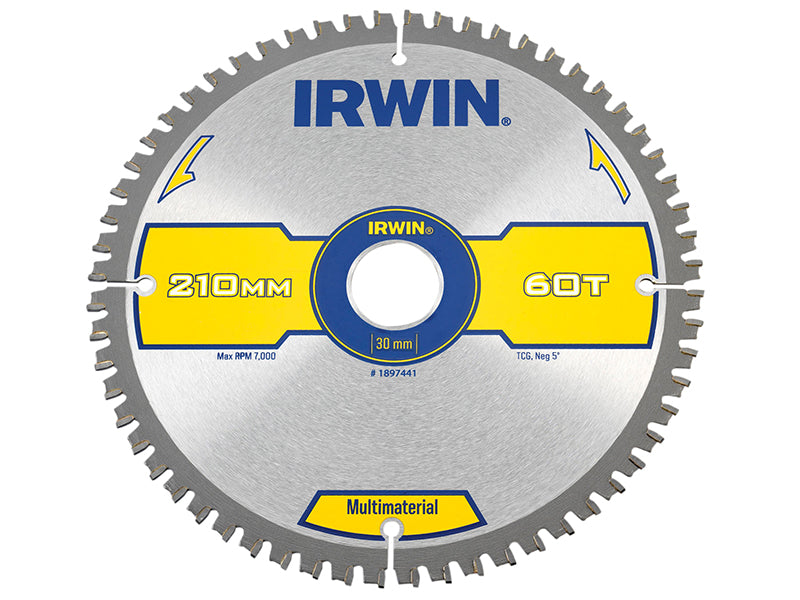 IRWIN Multi Material Circular Saw Blade 210 x 30mm x 60T TCG IRW1897441